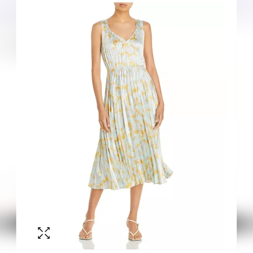 VinceLotus Pleated V Neck Dress